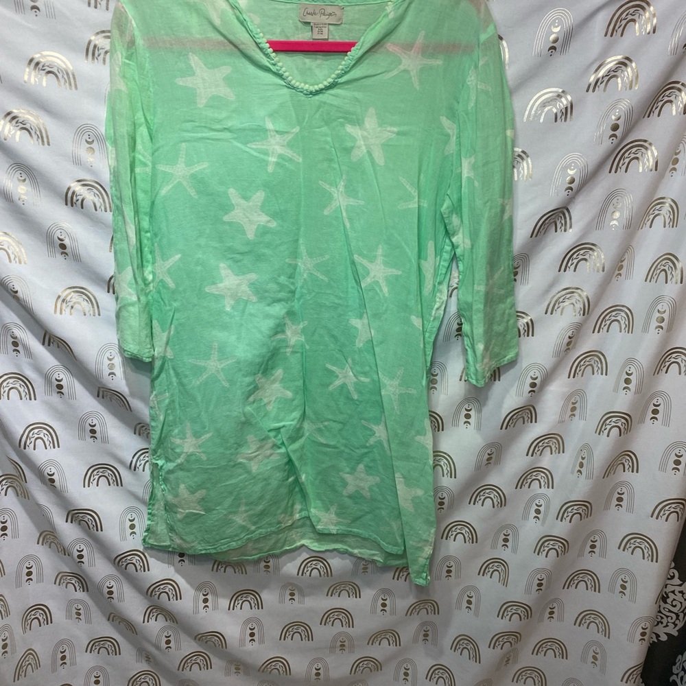 Charlie Paige Light Green Star Pattern Tunic